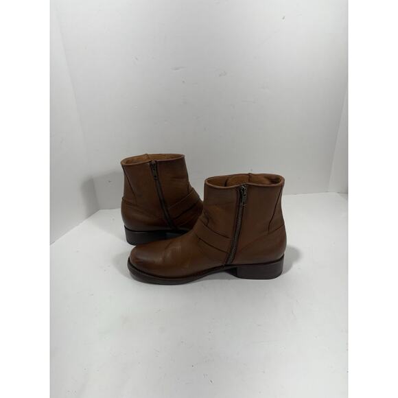 Frye Vicky Engineer Boots in Cognac Brown Leather w/Buckles Women's Sz 11B Ankle - Picture 7 of 10